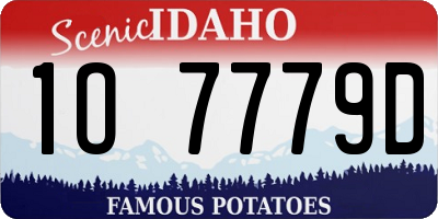 ID license plate 1O7779D