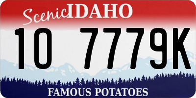 ID license plate 1O7779K
