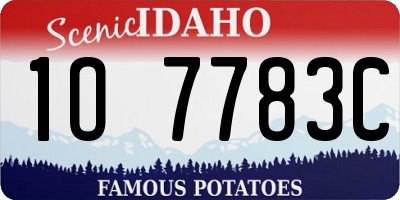 ID license plate 1O7783C