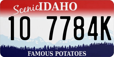ID license plate 1O7784K
