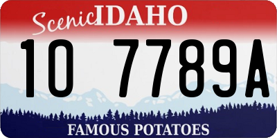 ID license plate 1O7789A