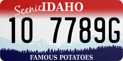 ID license plate 1O7789G
