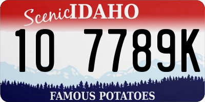 ID license plate 1O7789K