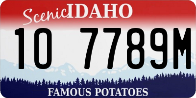 ID license plate 1O7789M
