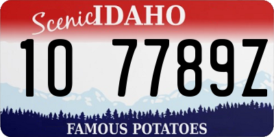 ID license plate 1O7789Z