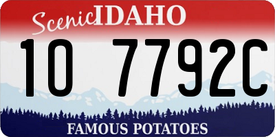 ID license plate 1O7792C