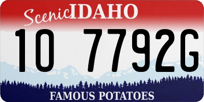 ID license plate 1O7792G