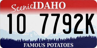 ID license plate 1O7792K
