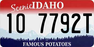 ID license plate 1O7792T