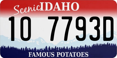 ID license plate 1O7793D