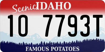 ID license plate 1O7793T