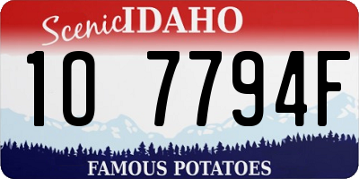 ID license plate 1O7794F