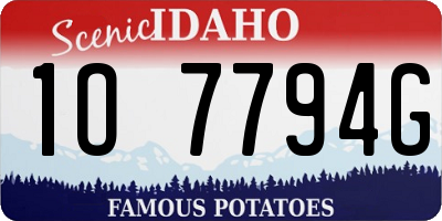 ID license plate 1O7794G