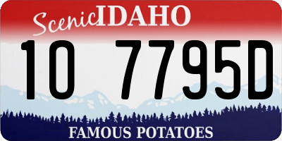 ID license plate 1O7795D