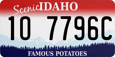 ID license plate 1O7796C