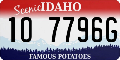 ID license plate 1O7796G