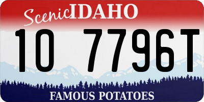 ID license plate 1O7796T