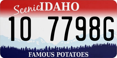 ID license plate 1O7798G