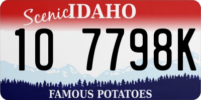 ID license plate 1O7798K