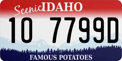 ID license plate 1O7799D