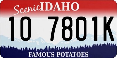 ID license plate 1O7801K