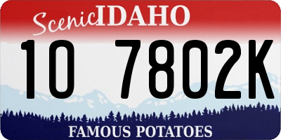 ID license plate 1O7802K