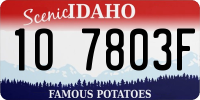 ID license plate 1O7803F