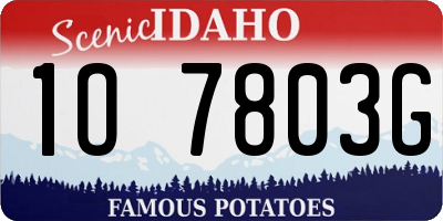 ID license plate 1O7803G