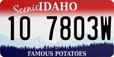 ID license plate 1O7803W