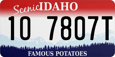 ID license plate 1O7807T
