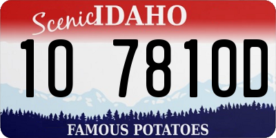 ID license plate 1O7810D