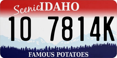 ID license plate 1O7814K