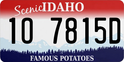 ID license plate 1O7815D