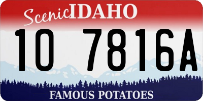 ID license plate 1O7816A