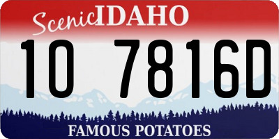 ID license plate 1O7816D