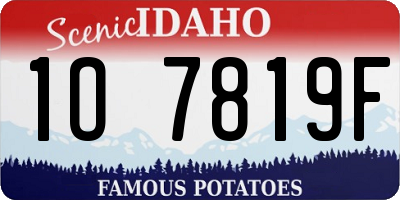 ID license plate 1O7819F