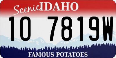 ID license plate 1O7819W
