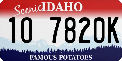 ID license plate 1O7820K