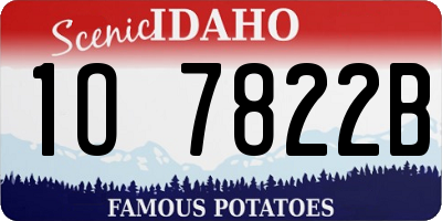 ID license plate 1O7822B