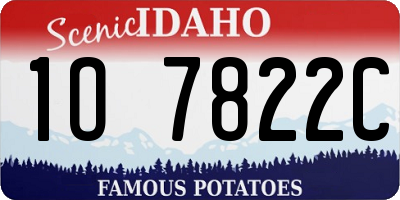 ID license plate 1O7822C