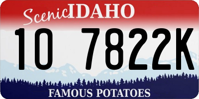 ID license plate 1O7822K