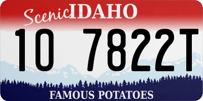 ID license plate 1O7822T