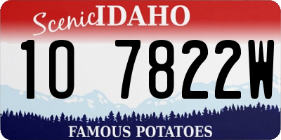 ID license plate 1O7822W