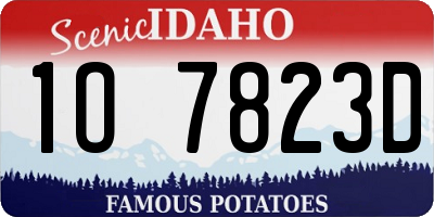 ID license plate 1O7823D
