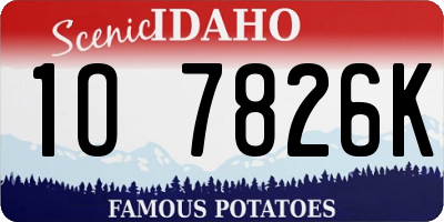 ID license plate 1O7826K