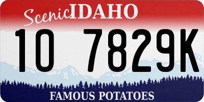 ID license plate 1O7829K