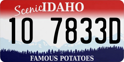 ID license plate 1O7833D