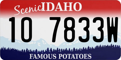 ID license plate 1O7833W