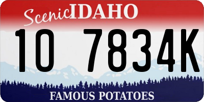 ID license plate 1O7834K