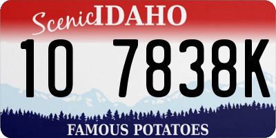 ID license plate 1O7838K